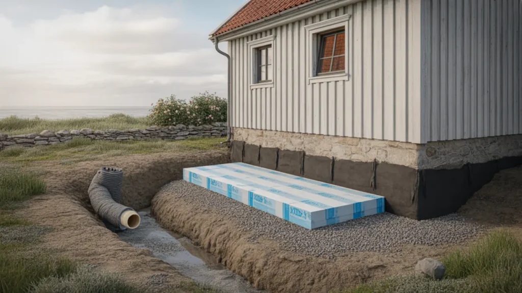 dr nering och isolering av k llargrund runt villa i brantevik sterlen